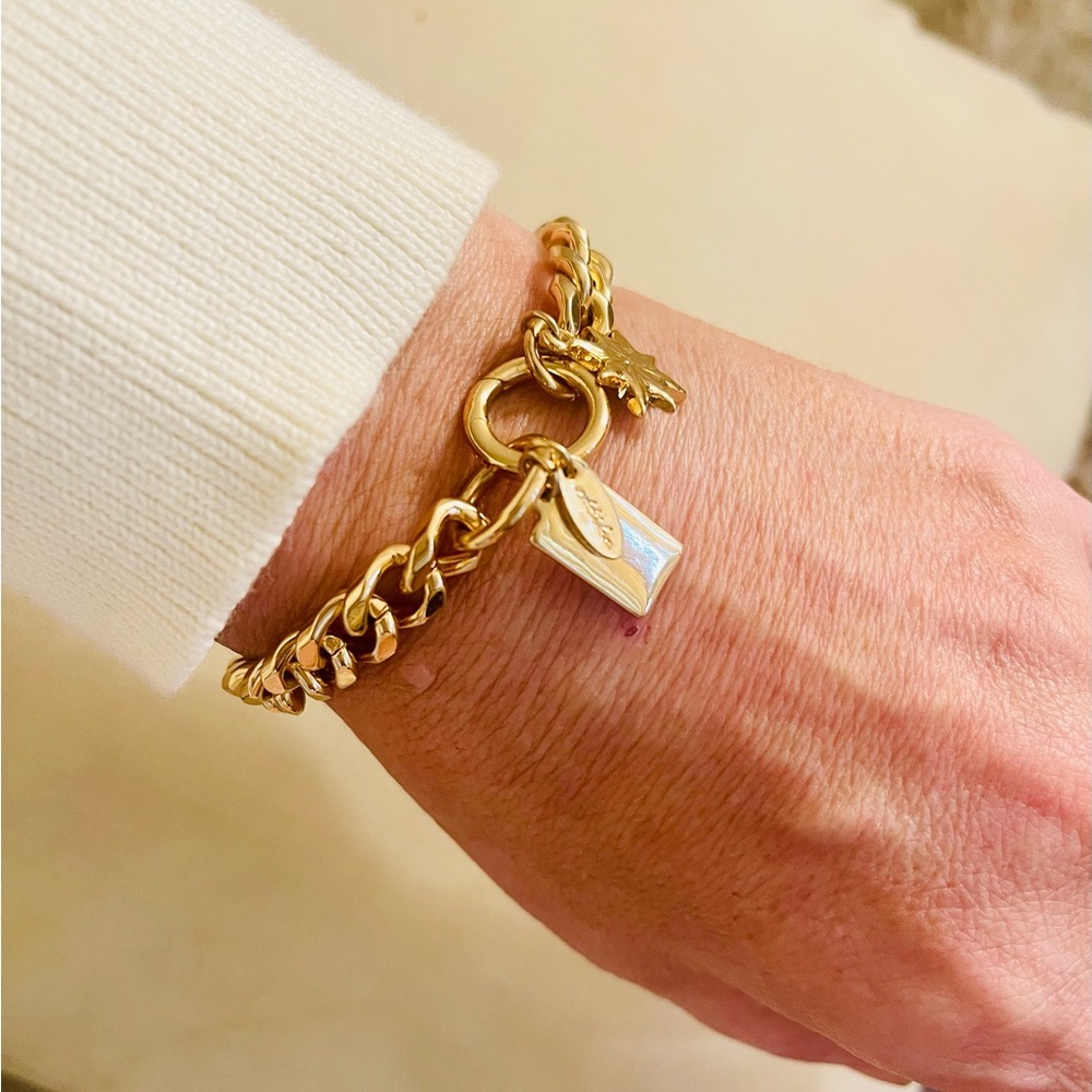 Ettika Starry Charms 18K Gold Plated Chain Link Bracelet NEW